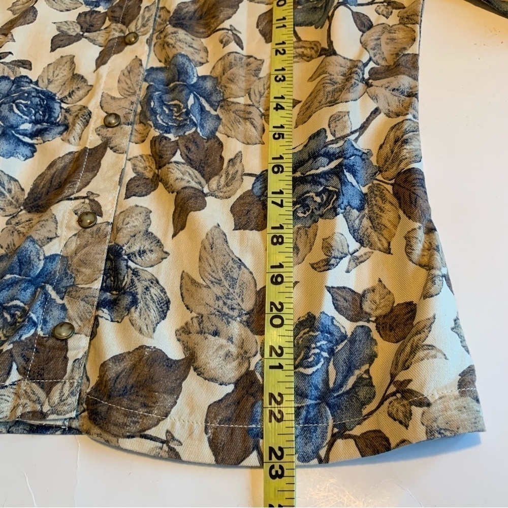 LIZ CLAIBORNE vintage floral coastal cowgirl long sleeve horn snap western shirt - Picture 9 of 12